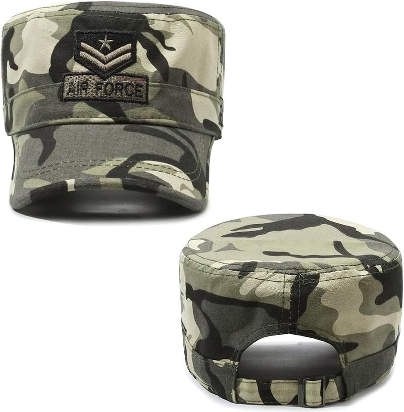 PTDTSHOU Cotton Military Caps for Men Women Unisex Flat Top Hat Adjustable Cadet Army Cap - Image 5